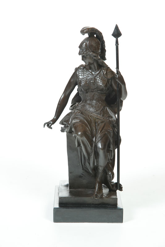 Appraisal: SEATED MINERVA AFTER DIMITRI CHIPARUS FRANCE ROMANIA - Bronze signed