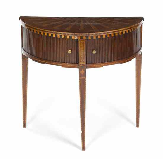 Appraisal: A Georgian Style Parquetry and Marquetry Console Table having a