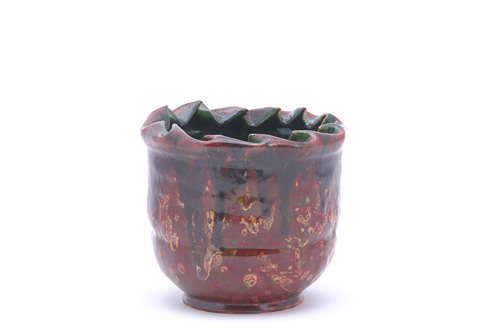 Appraisal: GEORGE OHR Straight-walled vessel with folded rim covered in a