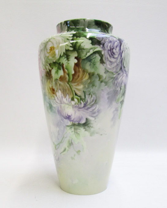 Appraisal: WILLETS BELLEEK HAND PAINTED PORCELAIN VASE high shouldered and tapered