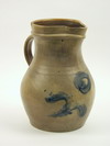 Appraisal: BATTER PITCHER - Unmarked large stoneware batter pitcher pinched pour