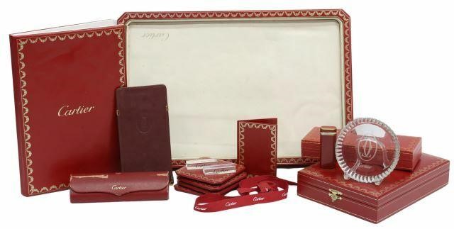 Appraisal: lot Cartier desk accessories highlights include gold-plated lighter with burgundy