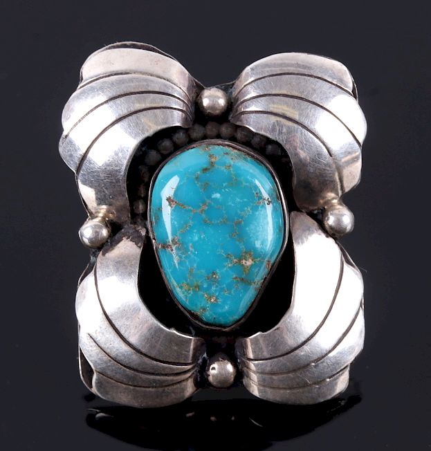 Appraisal: Navajo Sterling Cripple Creek Turquoise Ring For your consideration is