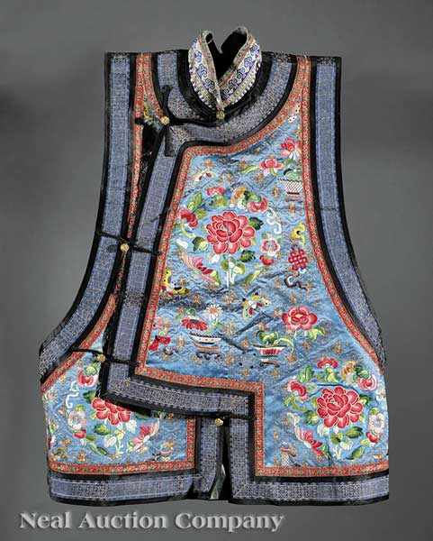 Appraisal: A Chinese Embroidered Silk Vest late th c the heather