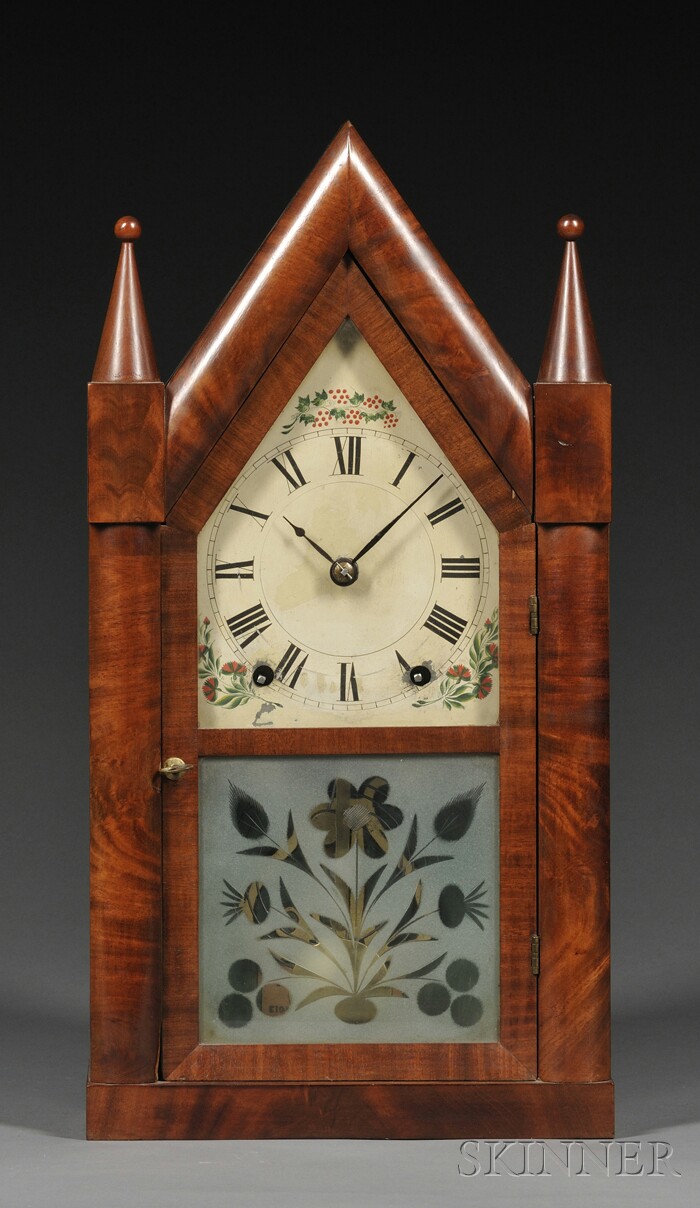 Appraisal: E C Brewster Company Mahogany Sharp Gothic Shelf Clock Bristol