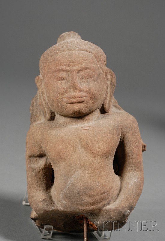 Appraisal: Carved Sandstone Image Cambodia th century Vishnu in his dwarf