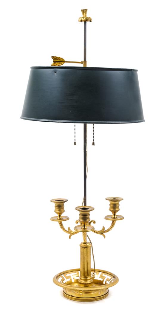 Appraisal: Sale Lot An Empire Style Gilt Bronze Bouillotte Lamp th