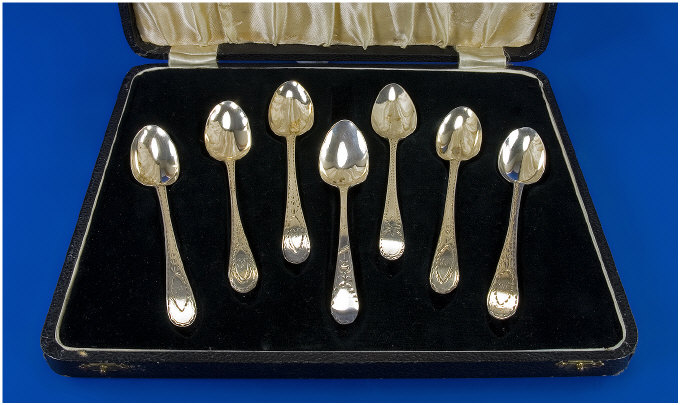 Appraisal: Box of Seven Georgian Silver Tea Spoons