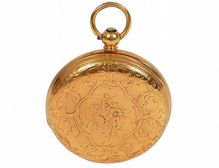 Appraisal: ENGLISH TH C KT GOLD HUNTERS CASE POCKET WATCHWith white