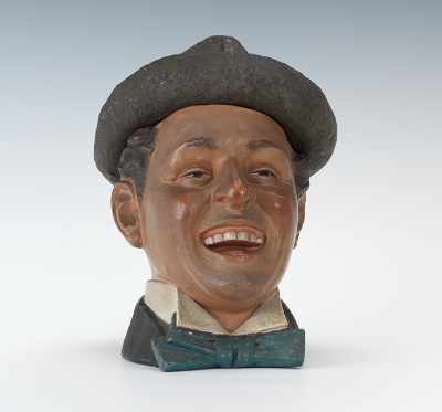 Appraisal: Smiling Average Joe Head Tobacco Jar Terracotta with matte finish