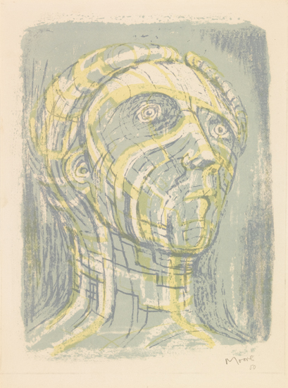 Appraisal: HENRY MOORE Head of Prometheus Color lithograph x mm x