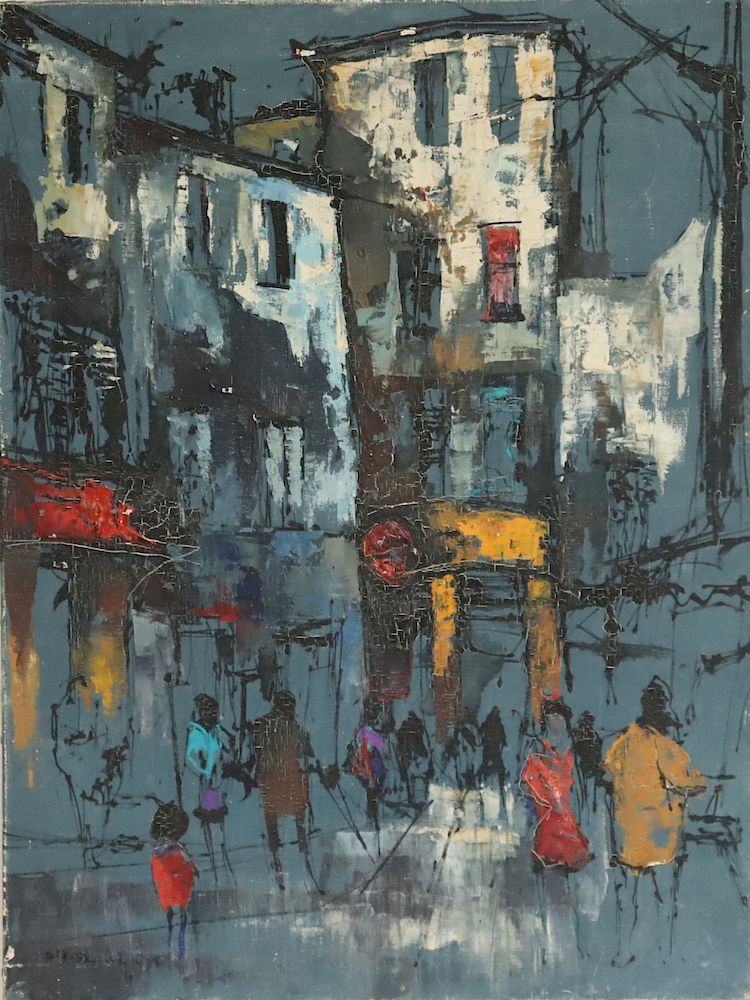 Appraisal: Didier Grandt Signed Oil On Canvas Abstract Street Scene Sgd