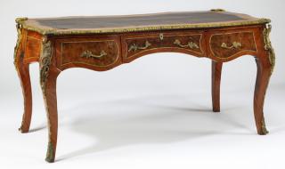 Appraisal: Gilt mounted leather top bureau plat w Louis XV inspired