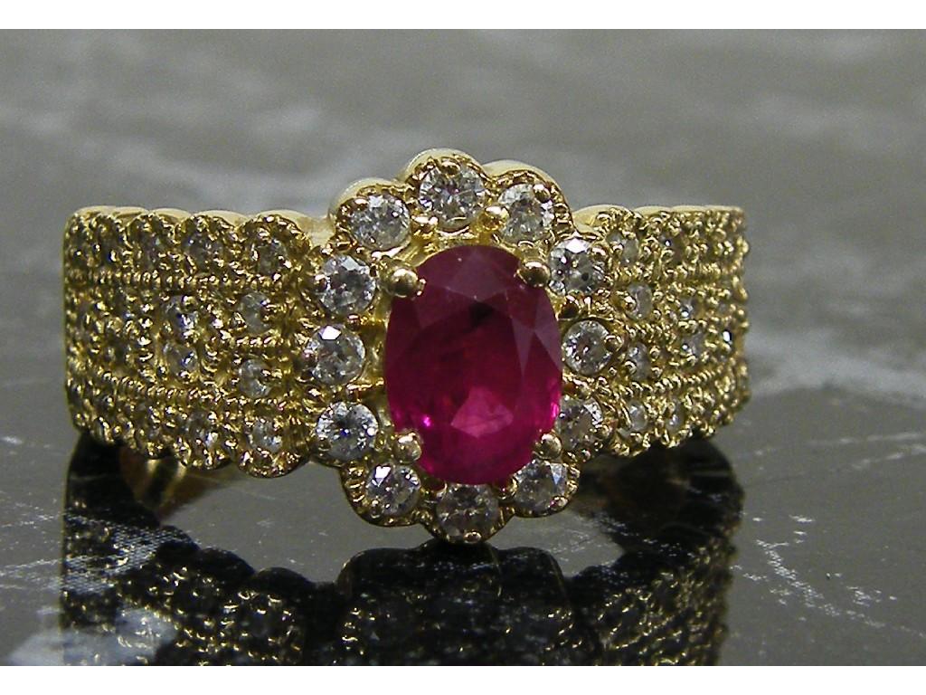 Appraisal: r ruby and diamond band ring size M N