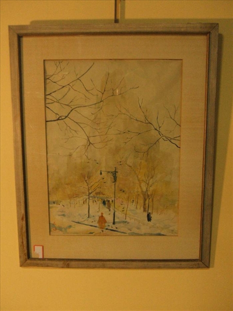 Appraisal: A CHEN CHI American b CENTRAL PARK SCENE Watercolor on