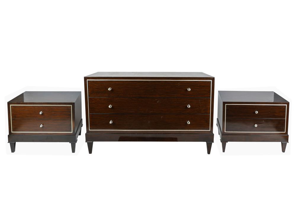 Appraisal: CONTEMPORARY CHEST PAIR OF NIGHT STANDSthe chest with three drawers