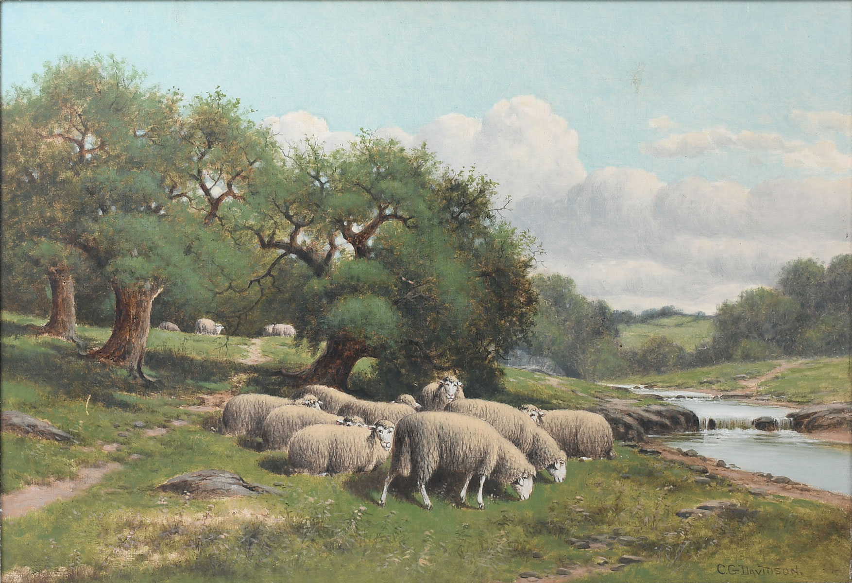 Appraisal: DAVIDSON Charles Grant American - Country Landscape with Flock of