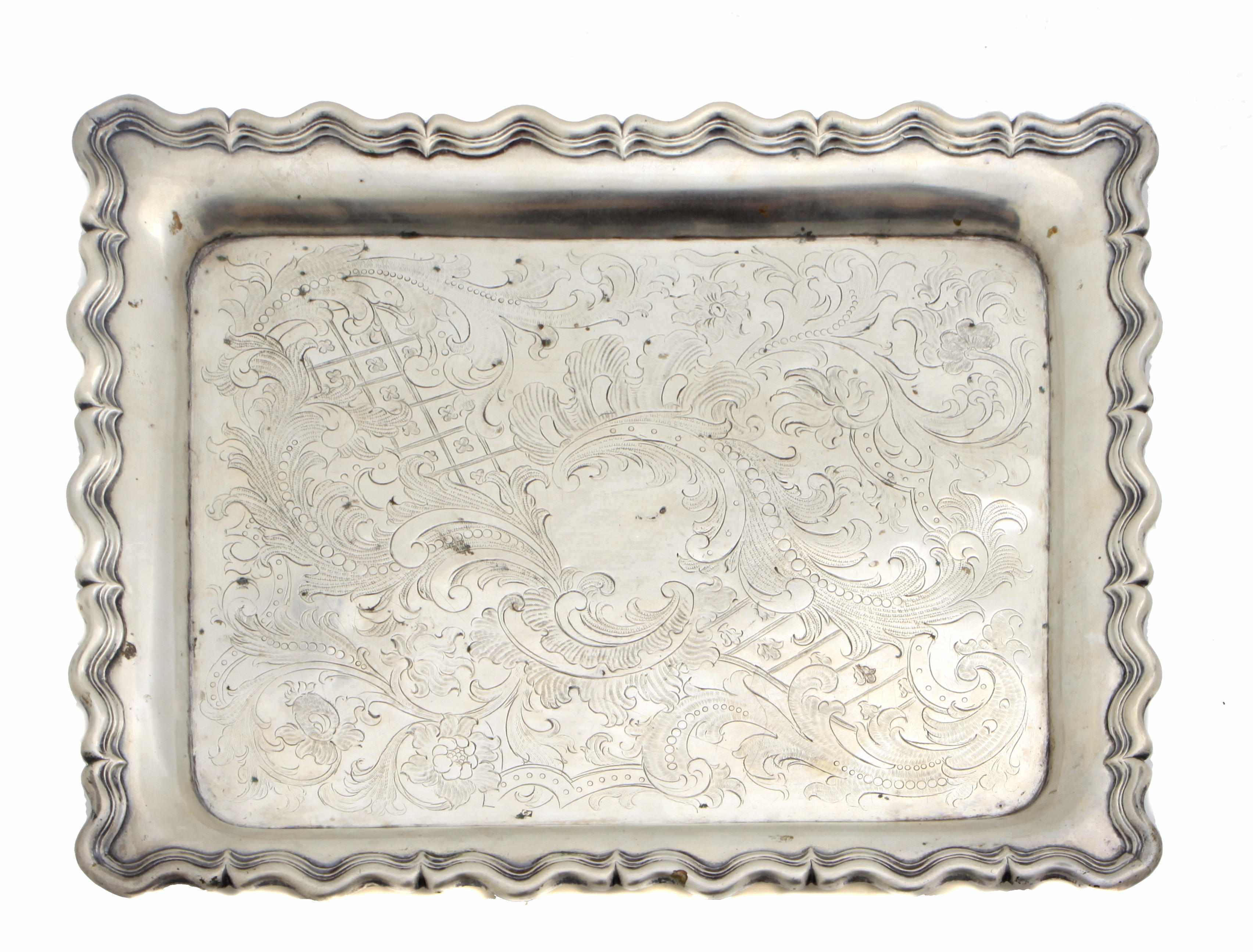 Appraisal: An Austrian loth standard silver rectangular tray Christian Sander Vienna