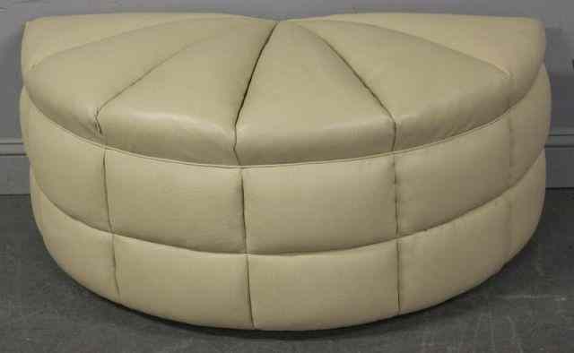 Appraisal: Demilune Leather Pleated Ottoman From a Manhasset Long Island NY