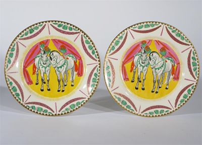 Appraisal: Circus' a pair of Clarice Cliff Bizarre side plates designed