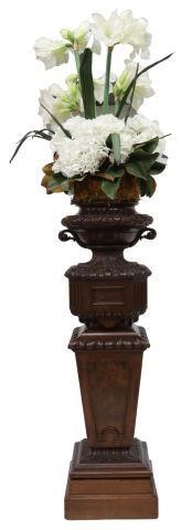 Appraisal: Carved wood pedestal plant stand late th c having faux