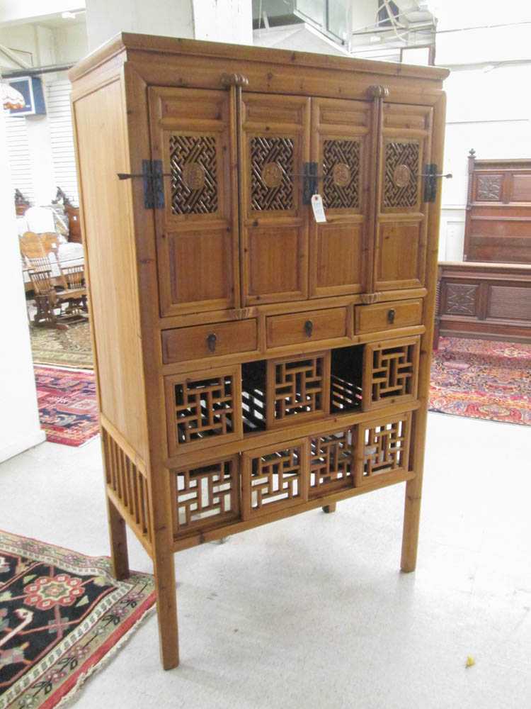 Appraisal: CHINESE JUMU SOUTHERN ELM WOOD KITCHEN CABINET th century elements