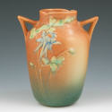 Appraisal: Roseville Columbine double handled vase in brown and green Marked