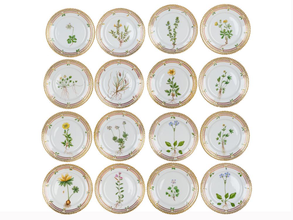 Appraisal: SIXTEEN ROYAL COPENHAGEN 'FLORA DANICA' BUTTER DISHESmodern with various date