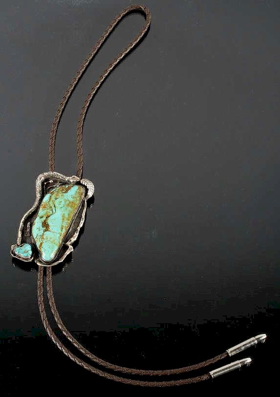 Appraisal: Signed Navajo Royston Turquoise Sterling Bolo Included in this lot