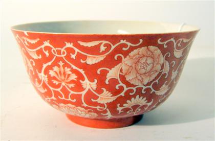 Appraisal: Chinese iron red glazed porcelain bowldauguang mark late th century