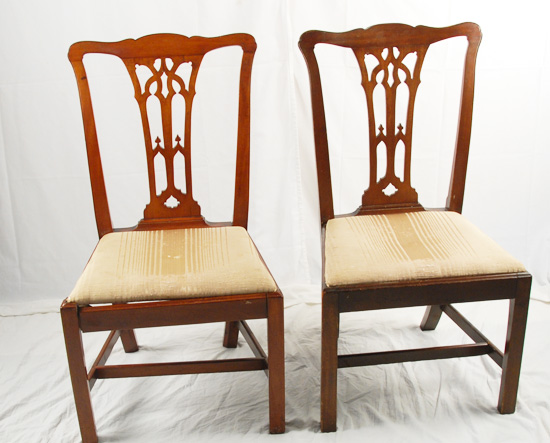 Appraisal: A Pair of Chippendale-style Side Chairs mahogany with gothic splat