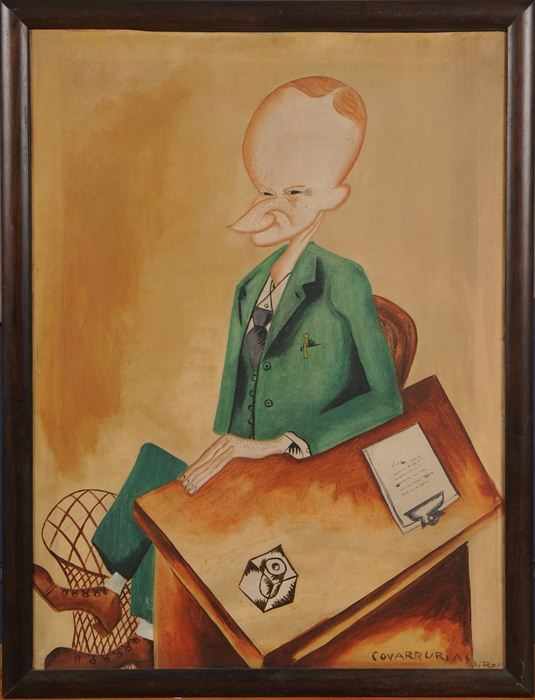 Appraisal: AFTER MIGUEL COVARRUBIAS CALVIN COOLIDGE Oil on canvas signed x