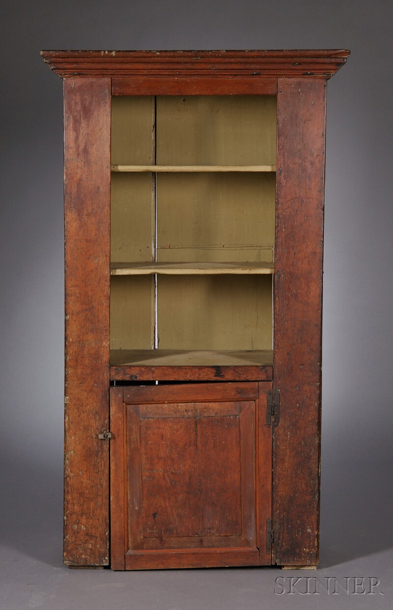 Appraisal: Small Pine Cupboard New England early th century the flatmolded