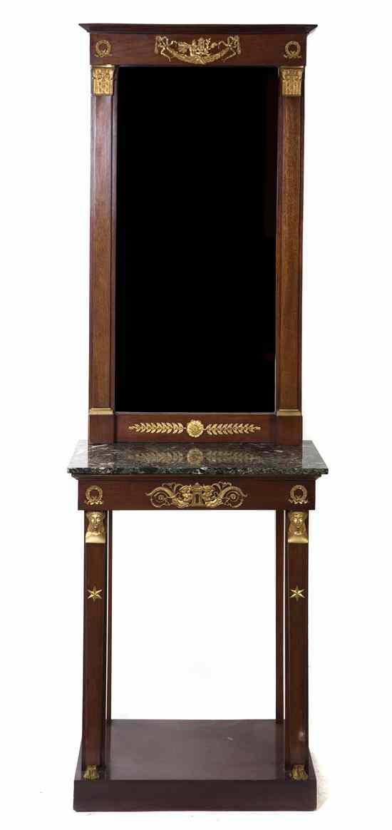 Appraisal: An Empire Gilt Bronze Mounted Mahogany Console and Mirror the