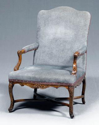 Appraisal: Fine Louis XV carved fauteuil fruitwood and beechwood with leaf