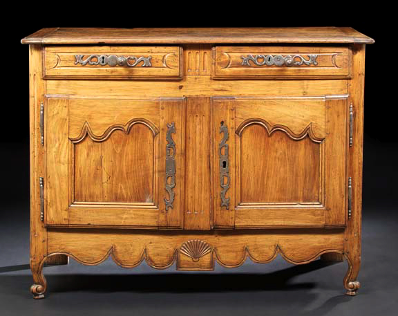 Appraisal: Provincial Louis XV-Style Fruitwood Buffet early th century the rounded