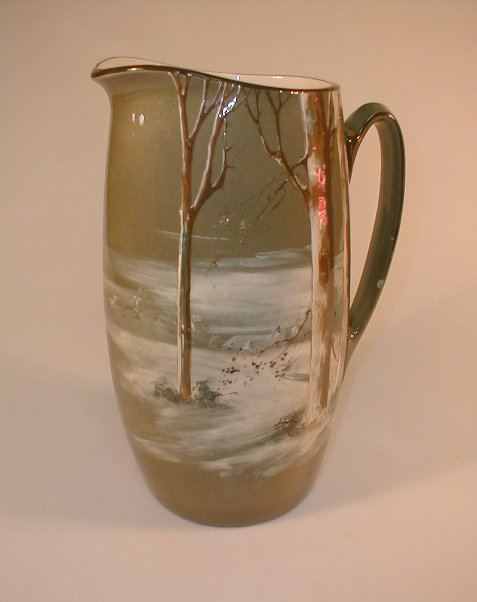 Appraisal: A hand painted Royal Doulton jug with winter scene landscape