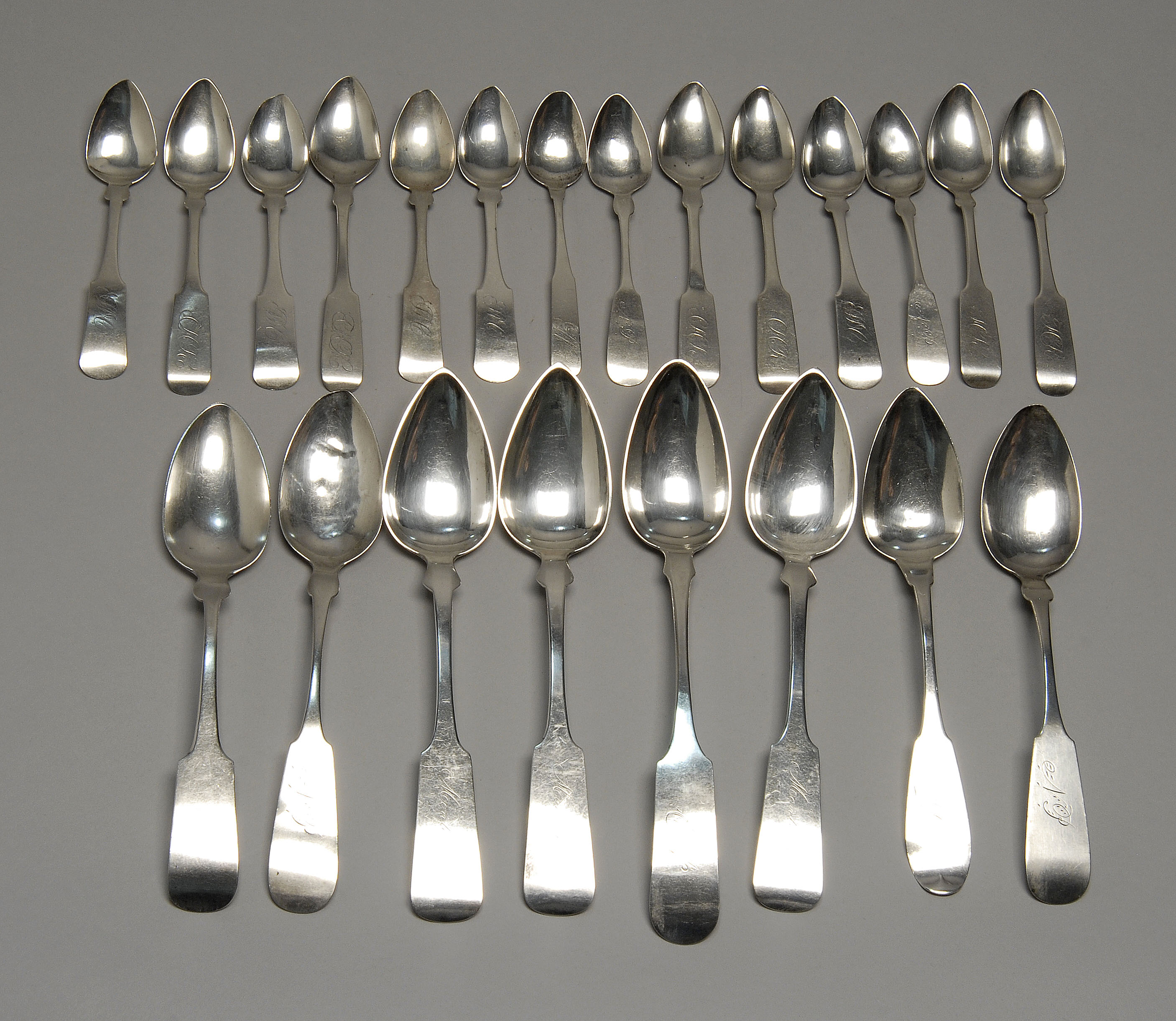 Appraisal: TWENTY-TWO PIECES OF AMERICAN SILVER FLATWARE One large serving spoon