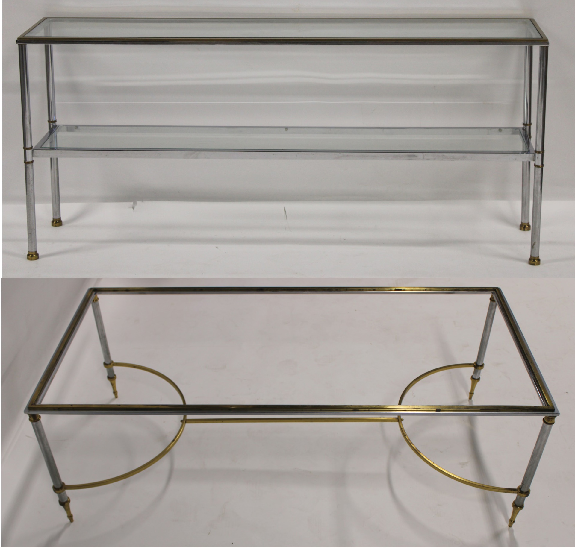 Appraisal: Vintage Quality Steel Brass Console Coffee Table From a New