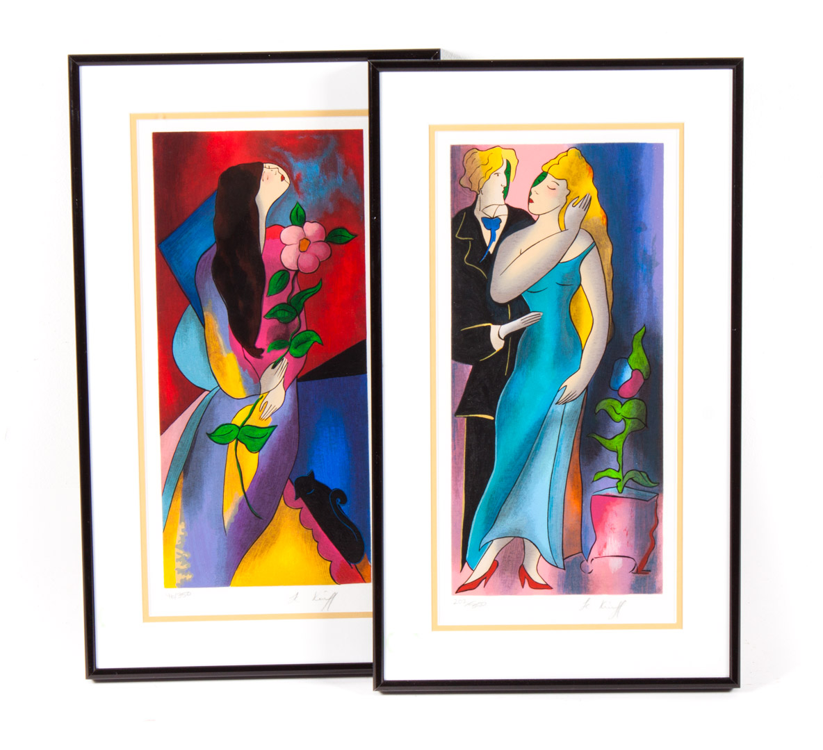 Appraisal: Linda Le Kinff Pair of color screenprints framed American b