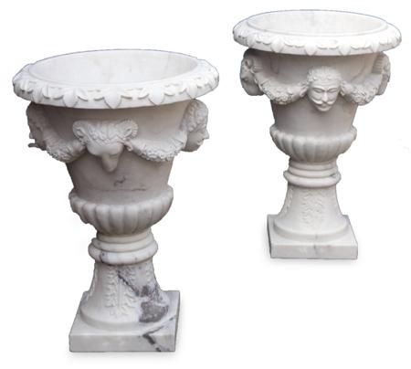 Appraisal: A pair of modern marble urns and plinths each urn