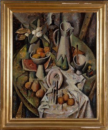 Appraisal: JUANILLO GONZALEZ b UNTITLED TABLETOP STILL LIFE Oil on masonite