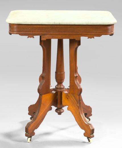 Appraisal: American Eastlake Victorian Walnut and Marble-Top Side Table fourth quarter