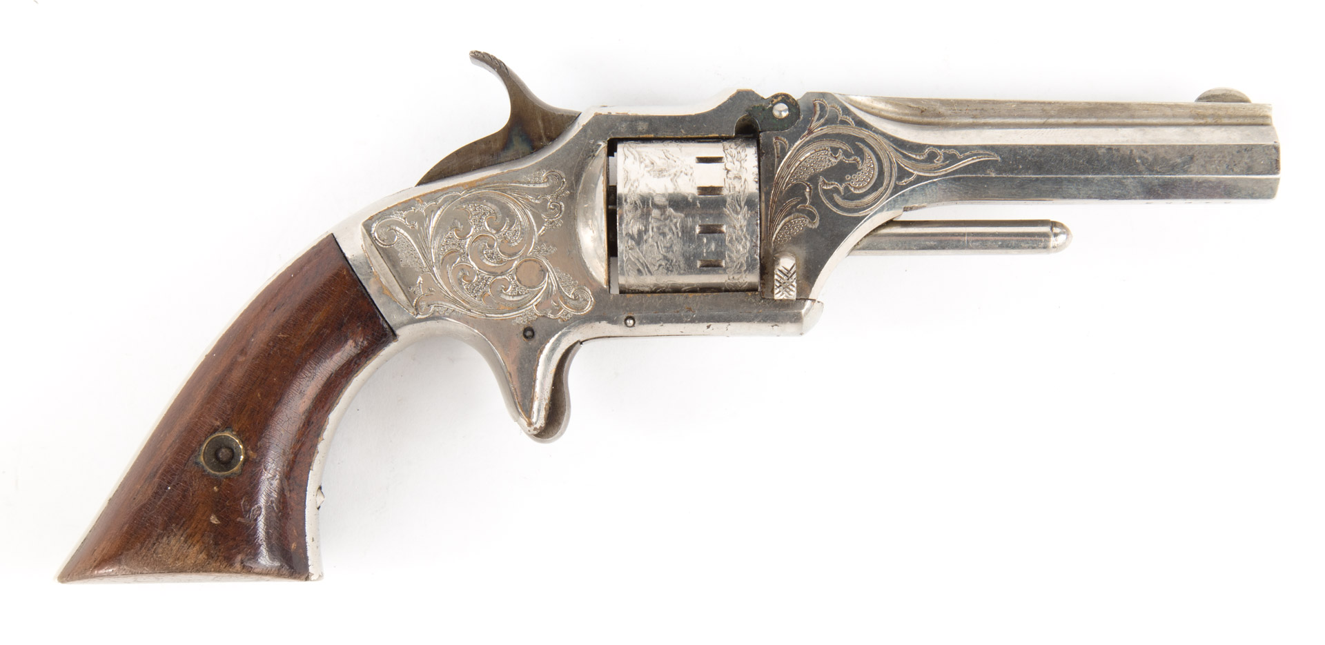 Appraisal: Antique American Standard Tool Revolver Inch Barrel Engraved Nickel Condition