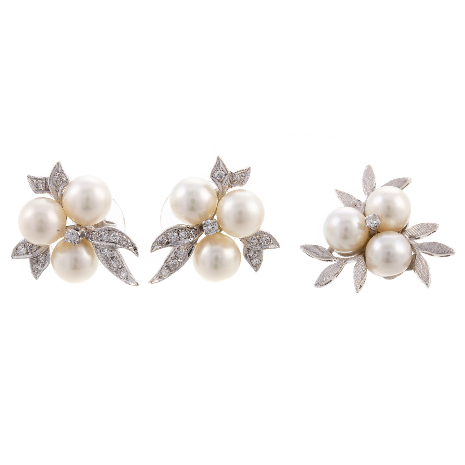 Appraisal: PAIR OF PEARL DIAMOND EARRINGS PENDANT IN K K white