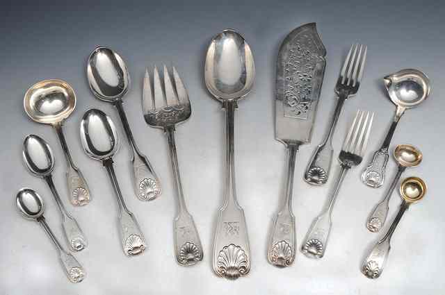 Appraisal: A MATCHED SET OF SILVER FIDDLE SHELL AND THREAD PATTERN