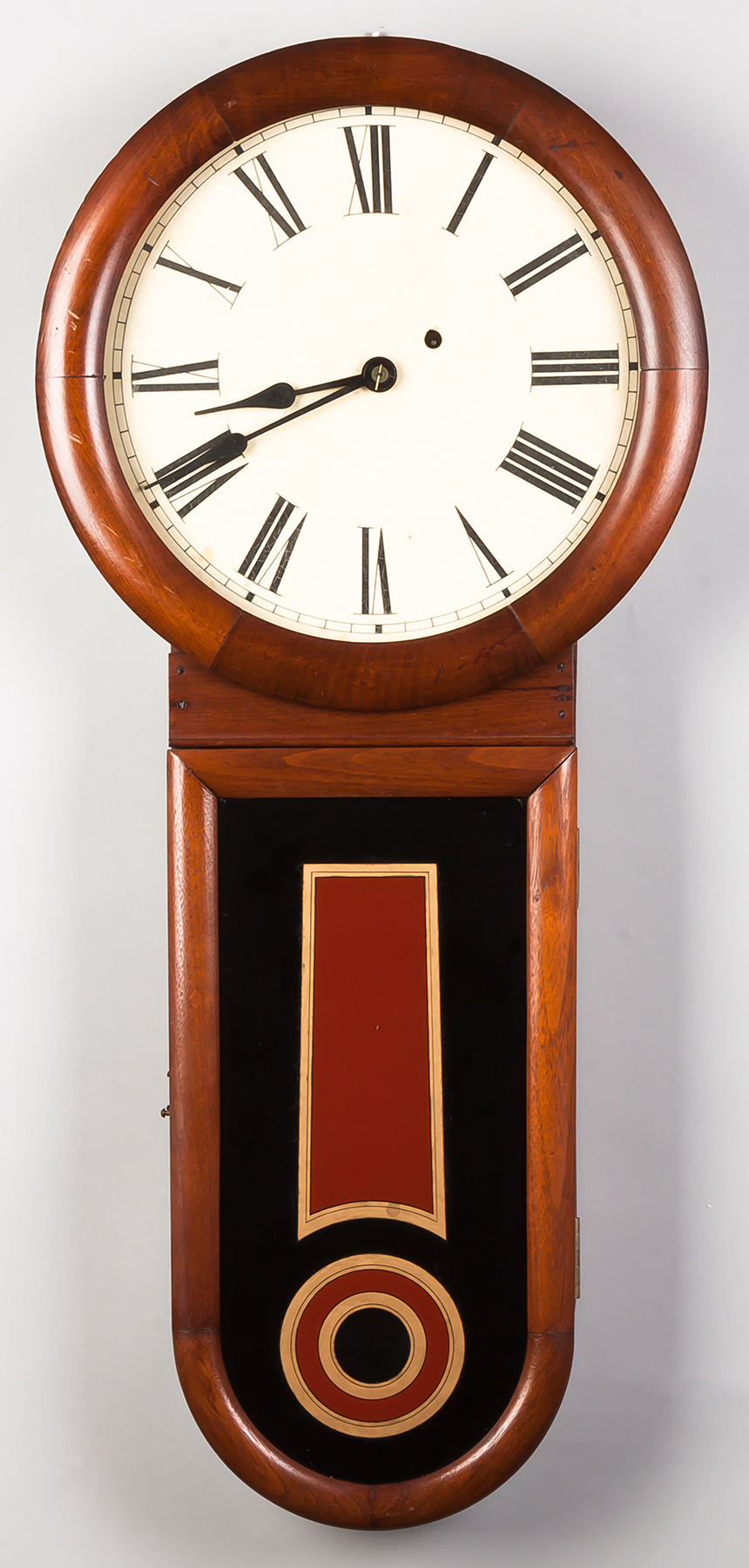 Appraisal: Howard Style Keyhole Wall Clock Walnut case refinished Repainted metal