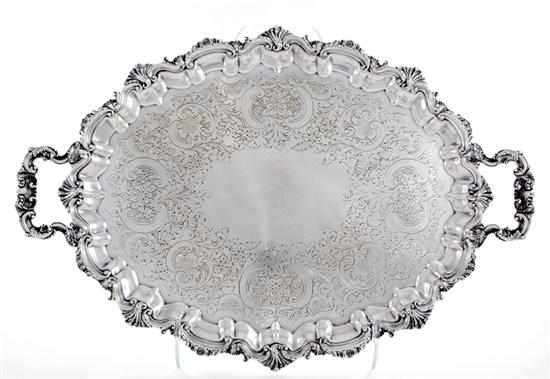 Appraisal: Reed Barton silverplate waiter dated Rococo scrolling border centering similar