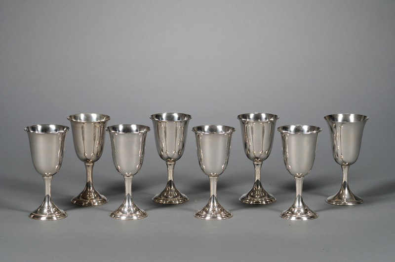 Appraisal: Assembled Set of Eight Weighted Sterling Goblets in Fitted Case