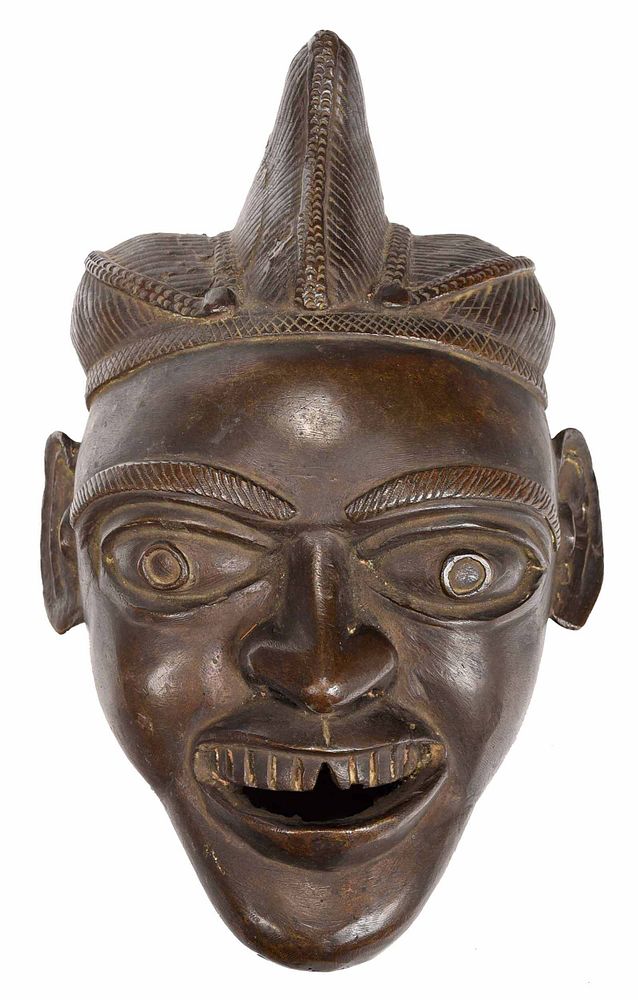 Appraisal: African Bronze Hanging Mask probably West African possibly th century